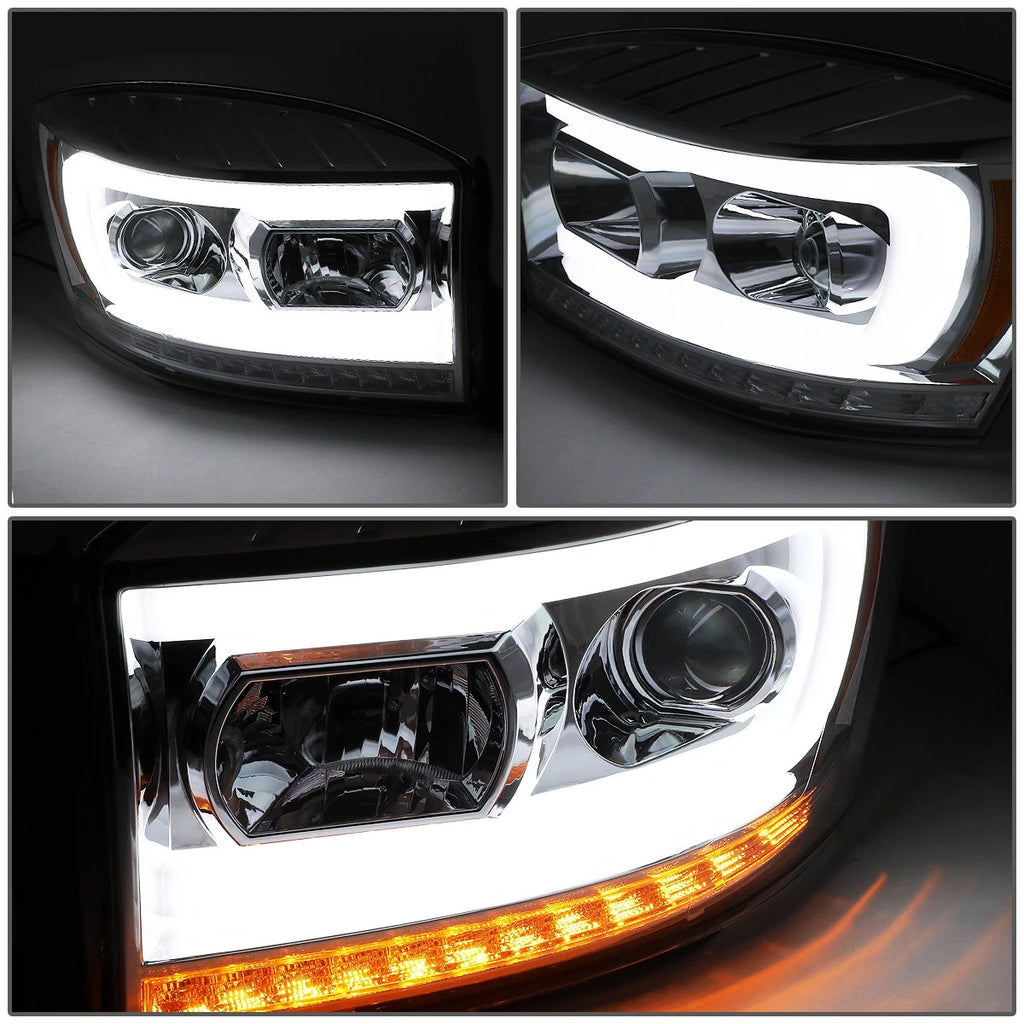 LED Sequential Chrome Amber Projector Headlight for Dodge Ram (2006–2009)