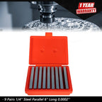 Set of 9 Steel Parallel Blocks for Precision Machining