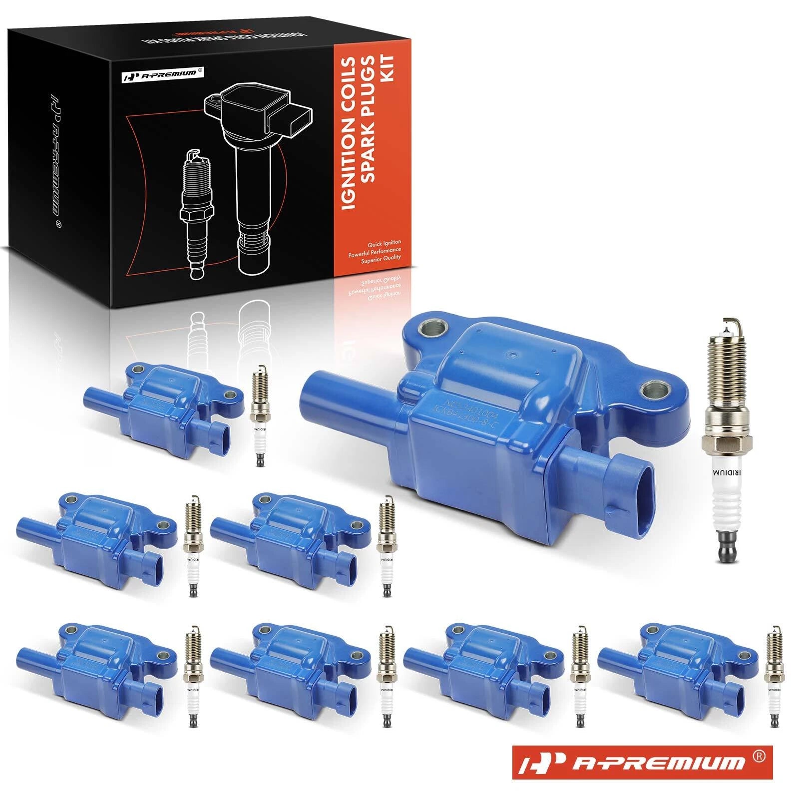 Set of 8 Ignition Coils & Iridium Spark Plugs for Chevrolet GMC Buick Saab 