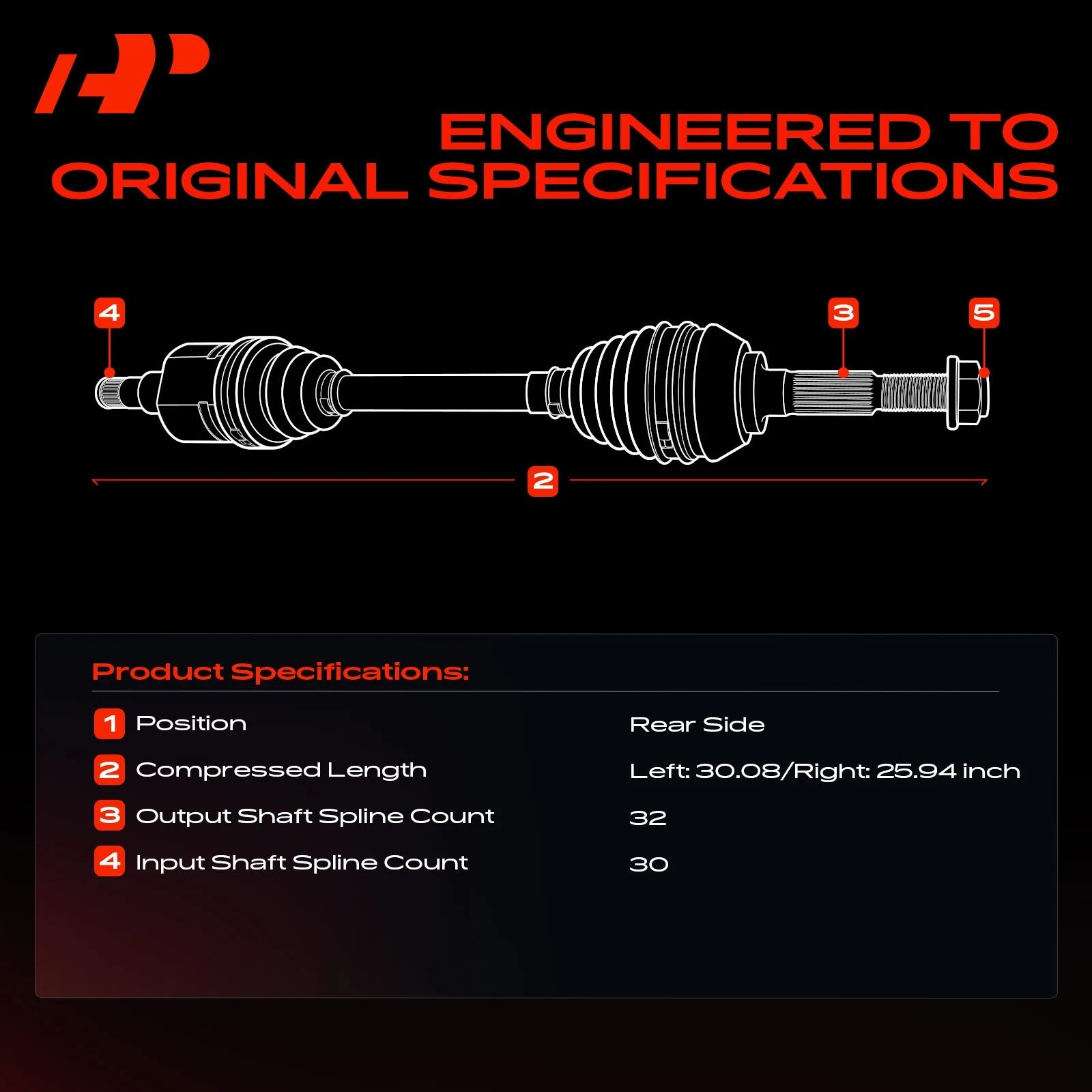 Rear CV Axle Assembly for Jeep Cherokee KL (2019-2023)