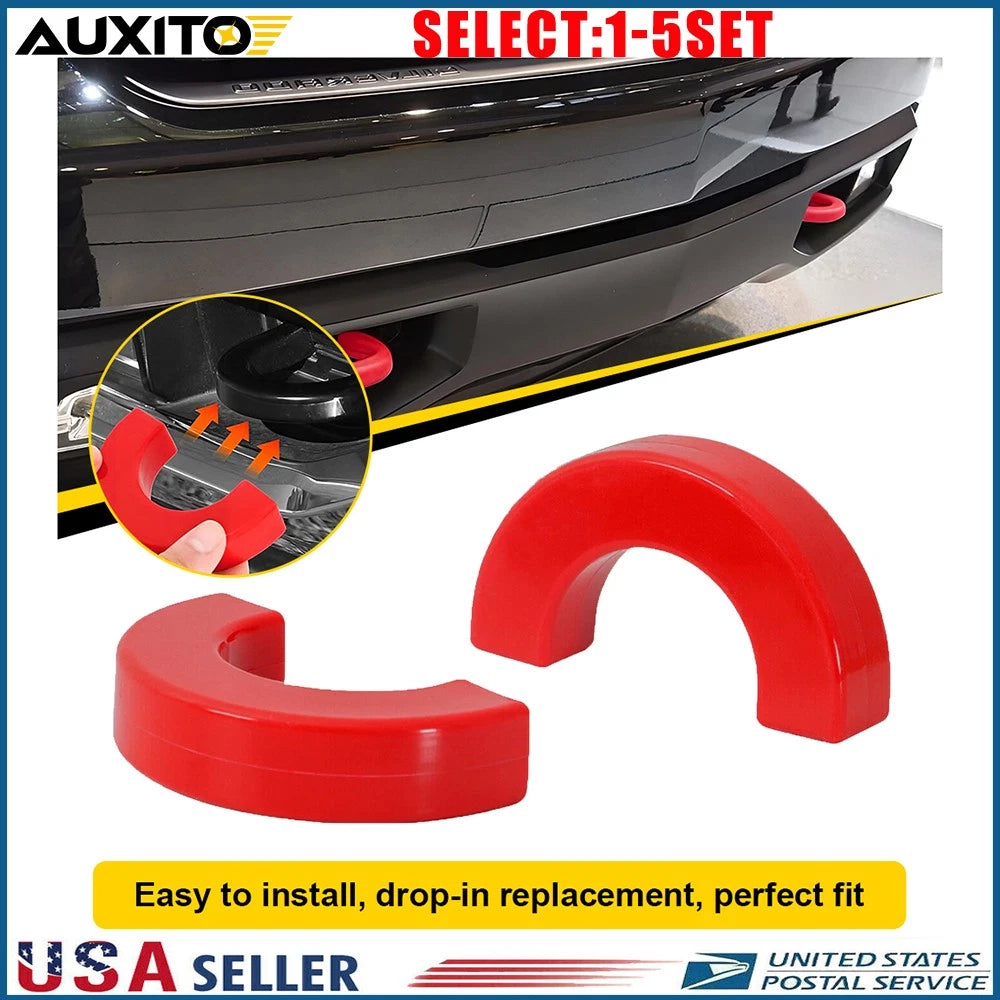 Set of 2 Red Front Bumper Tow Eye Hook Covers for Chevy Silverado 1500 (2007–2024)