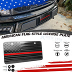 Patriotic American Flag Front License Plate Valve Stem Cap Cover Universal