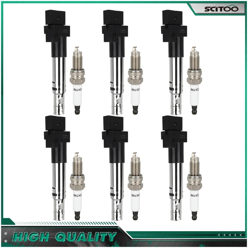 Set of 6 Ignition Coils & Spark Plugs for Audi A3, Porsche Cayenne, Volkswagen Eos (3.2L)