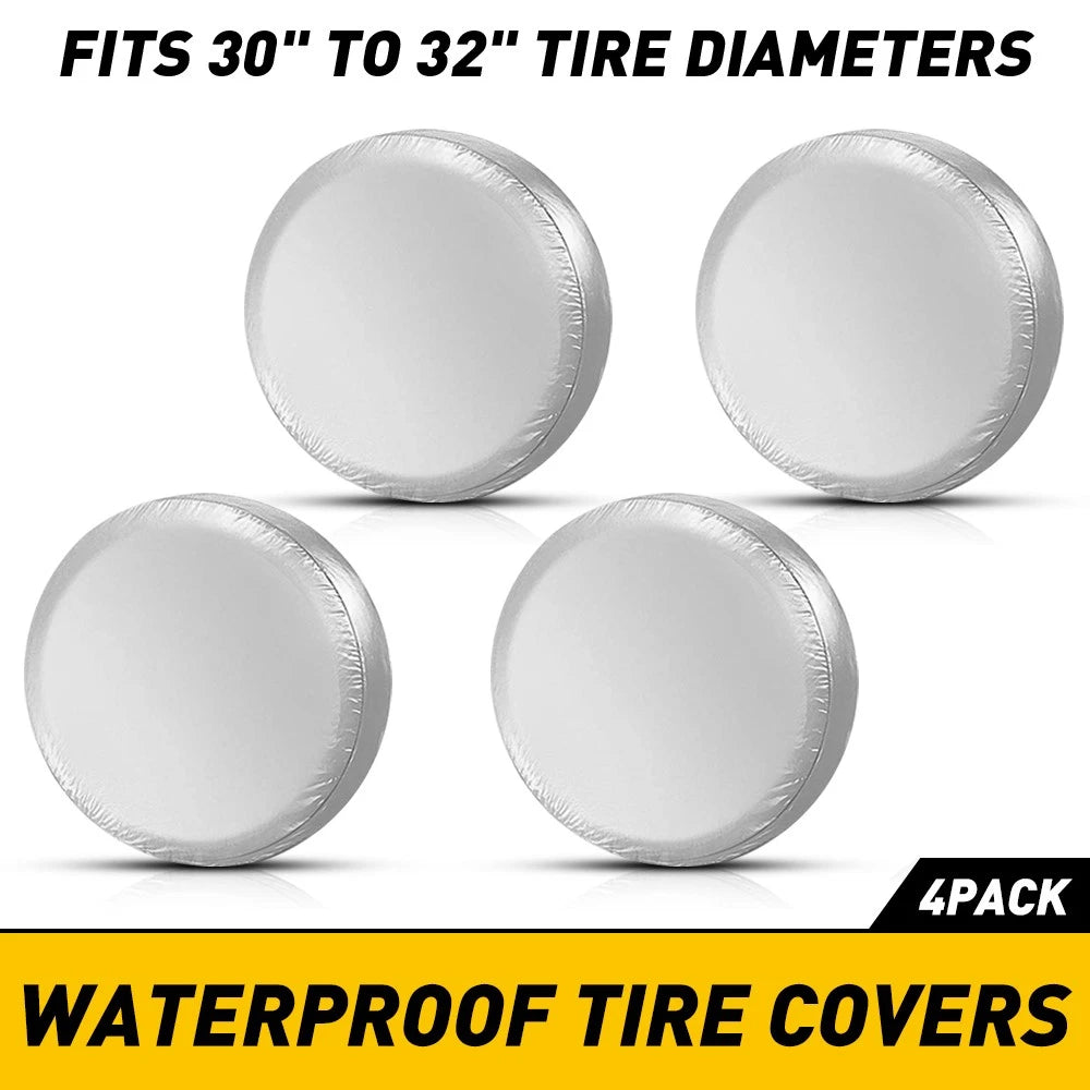 30"-32" Tire Cover for Truck Car RV Trailer SUV (Waterproof Silver)