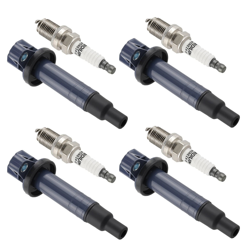 Set of 4 Ignition Coils + Spark Plugs for Toyota Echo Prius Yaris L4 1.5L UF316