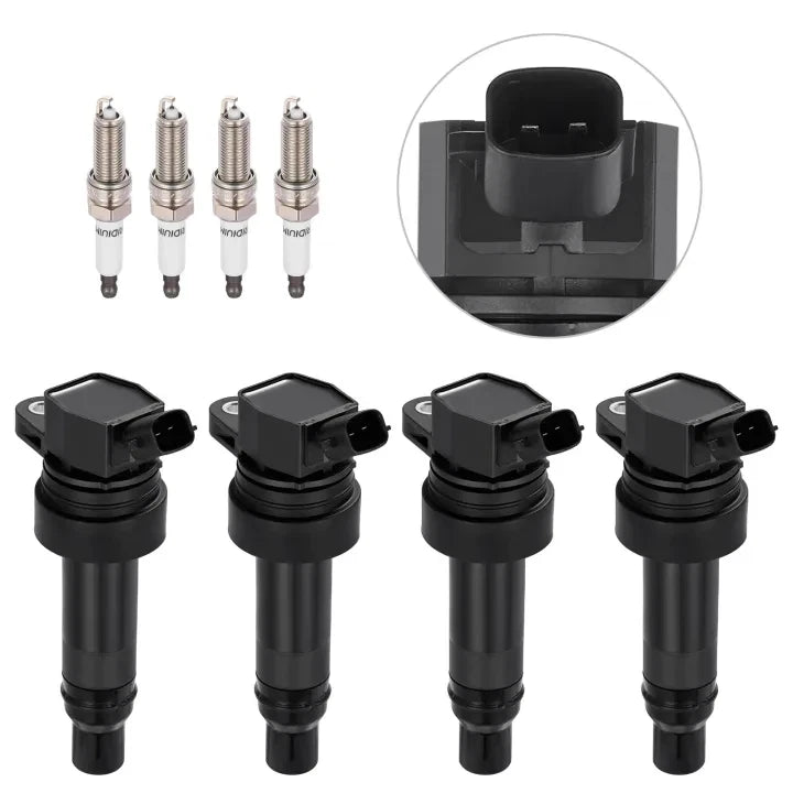 Set of 4 Ignition Coils & Iridium Spark Plugs for Hyundai Veloster (2013–2015)