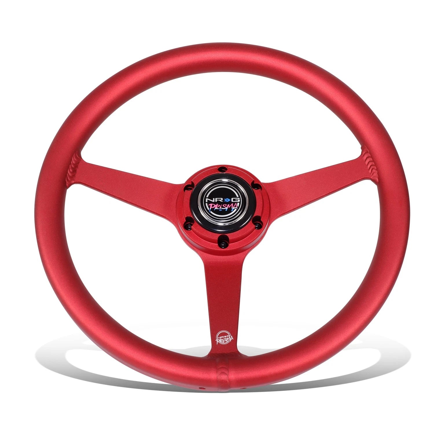 330mm 1" Dish Steering Wheel for NRG 3 Solid Spoke (All Aluminum, Red)