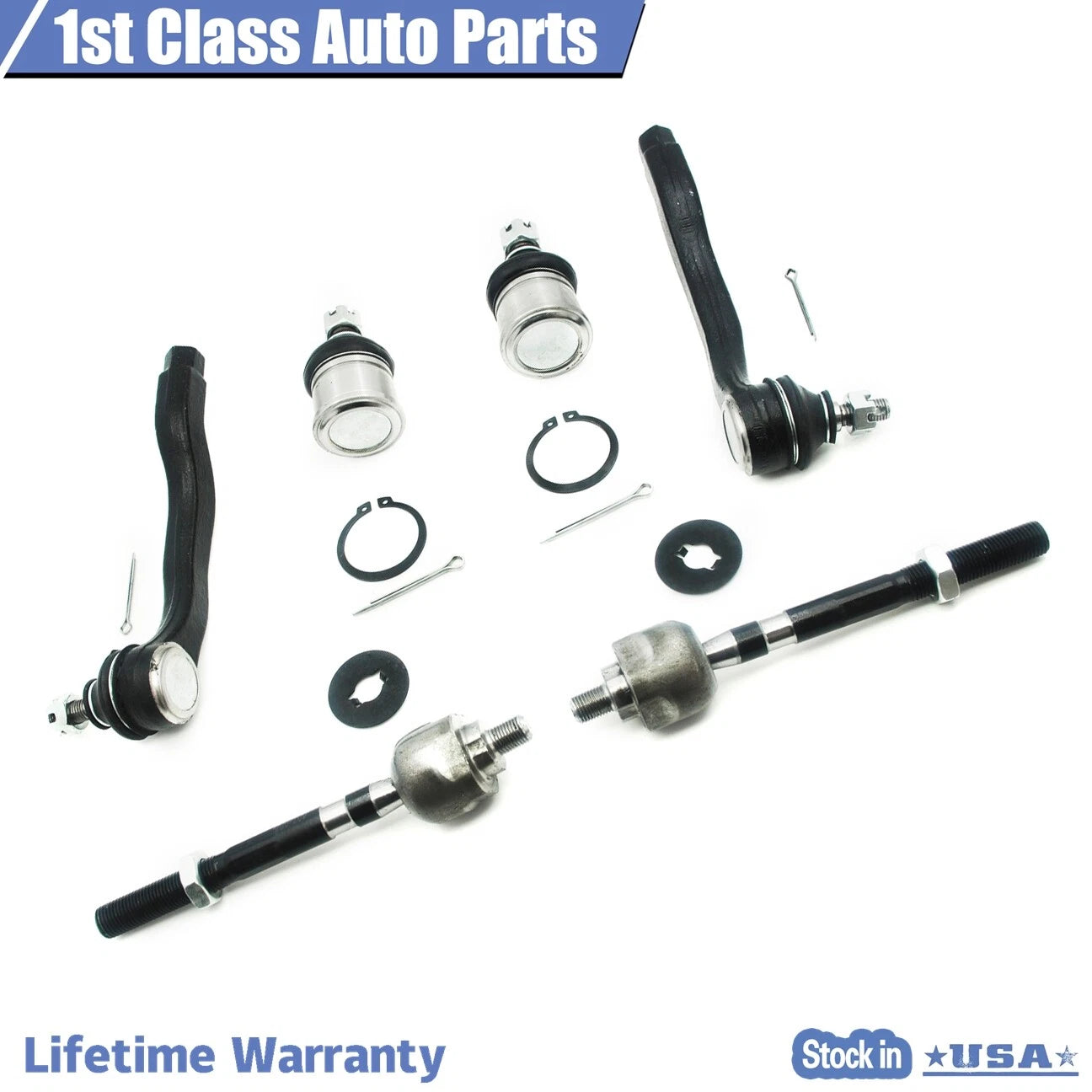6pc Front Suspension Inner & Outer Tie Rods for Honda Civic Acura Integra (1992–1997)