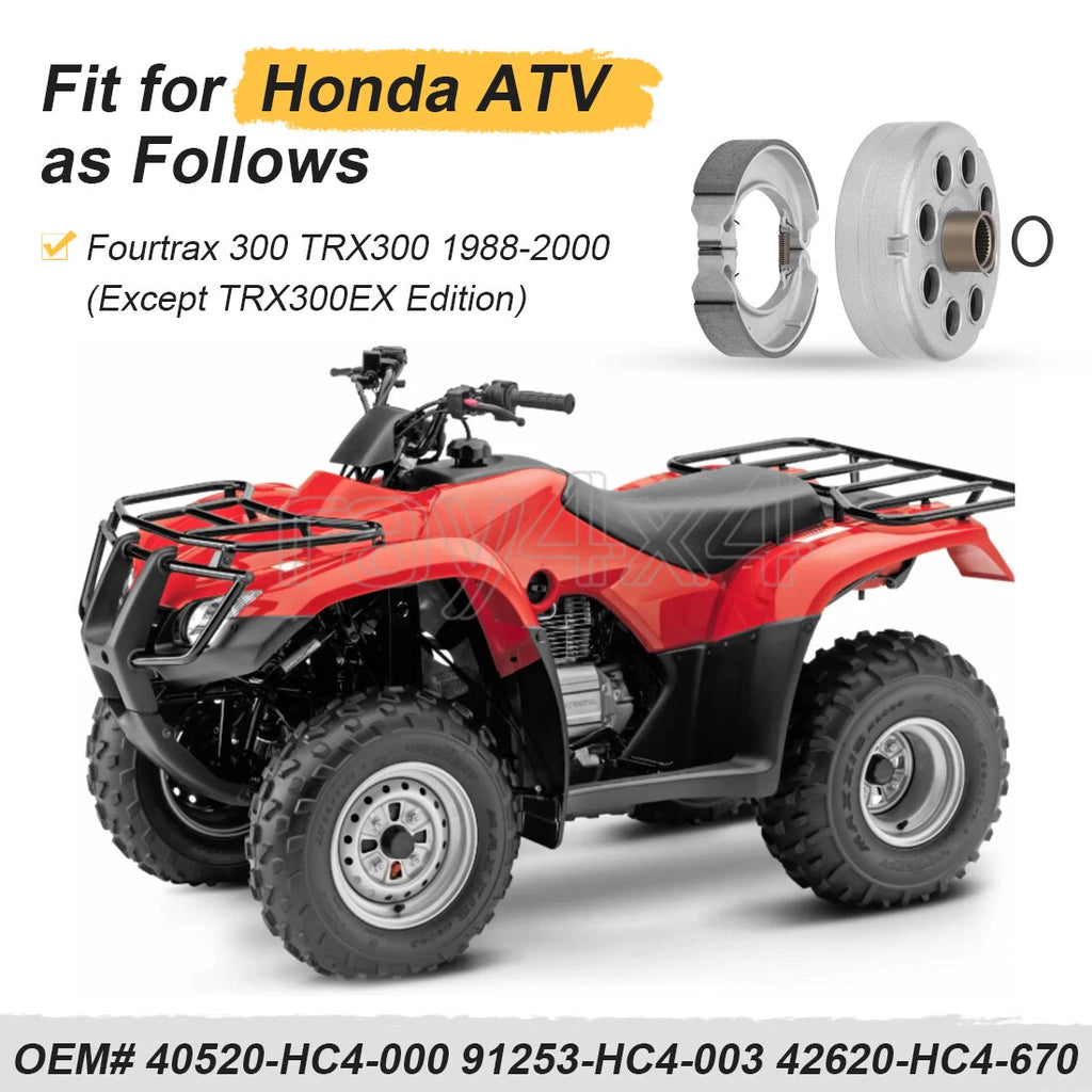 Rear Brake Drum Hub Shoes for Honda Fourtrax 300 TRX300 TRX300FW (1988–2000)