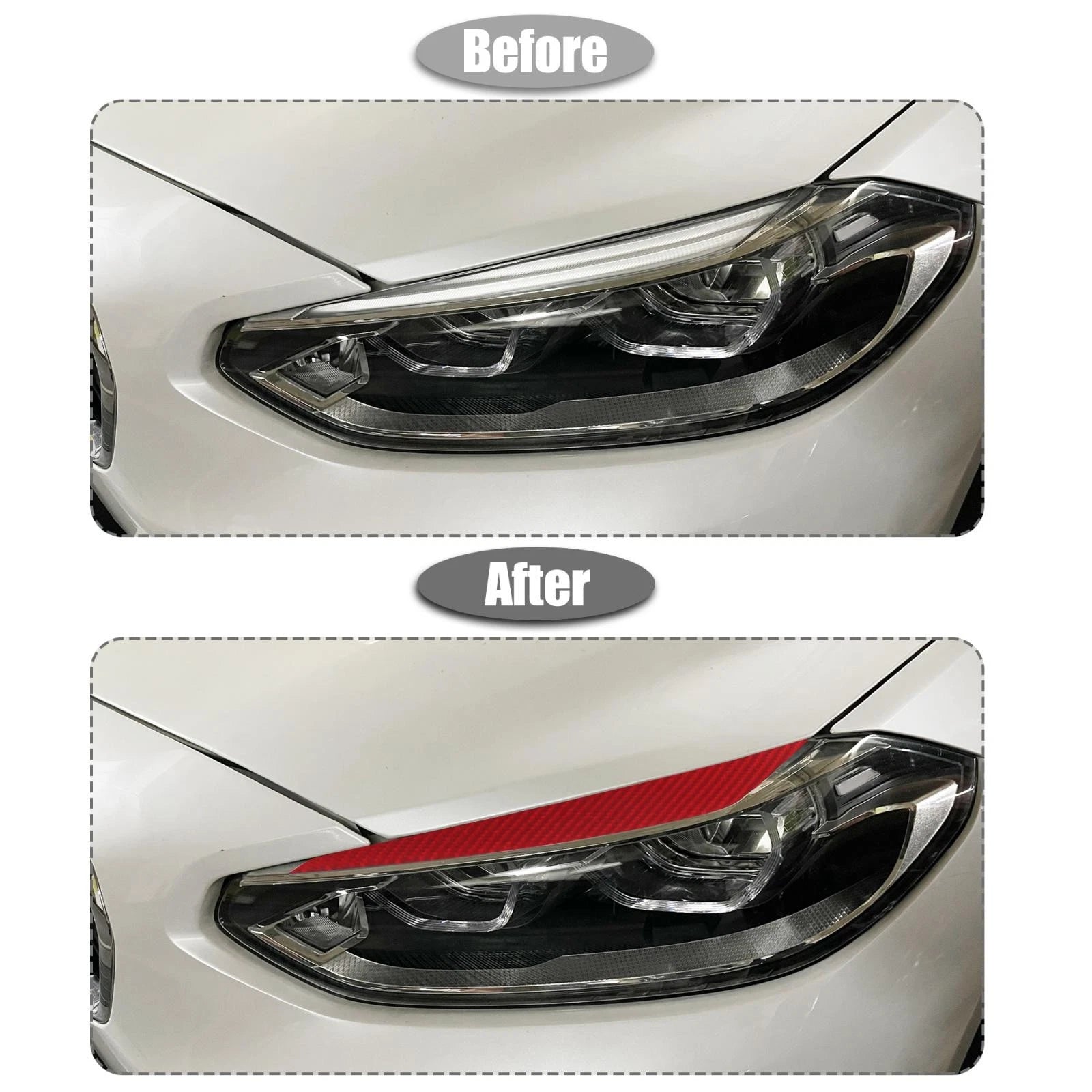 1 Pair Headlight Eye Lid Cover Sticker for BMW F30 (2012–2019) Carbon Fiber