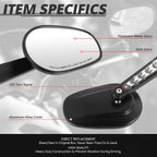 Oval LED Signal Side View Mirrors for Universal Naked Bike Cruiser