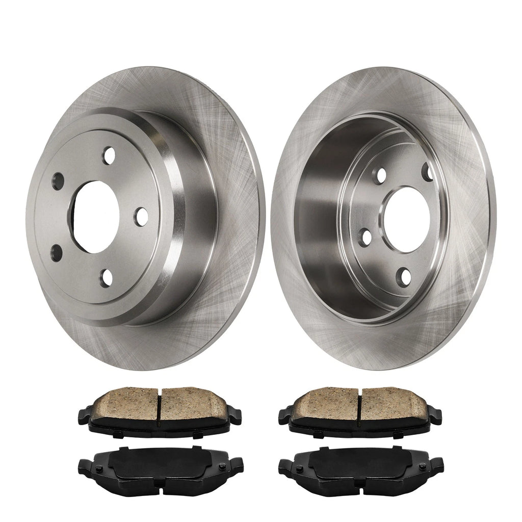 Rear Solid Brake Rotors and Ceramic Pads Set for Jeep Wrangler (2007–2018)