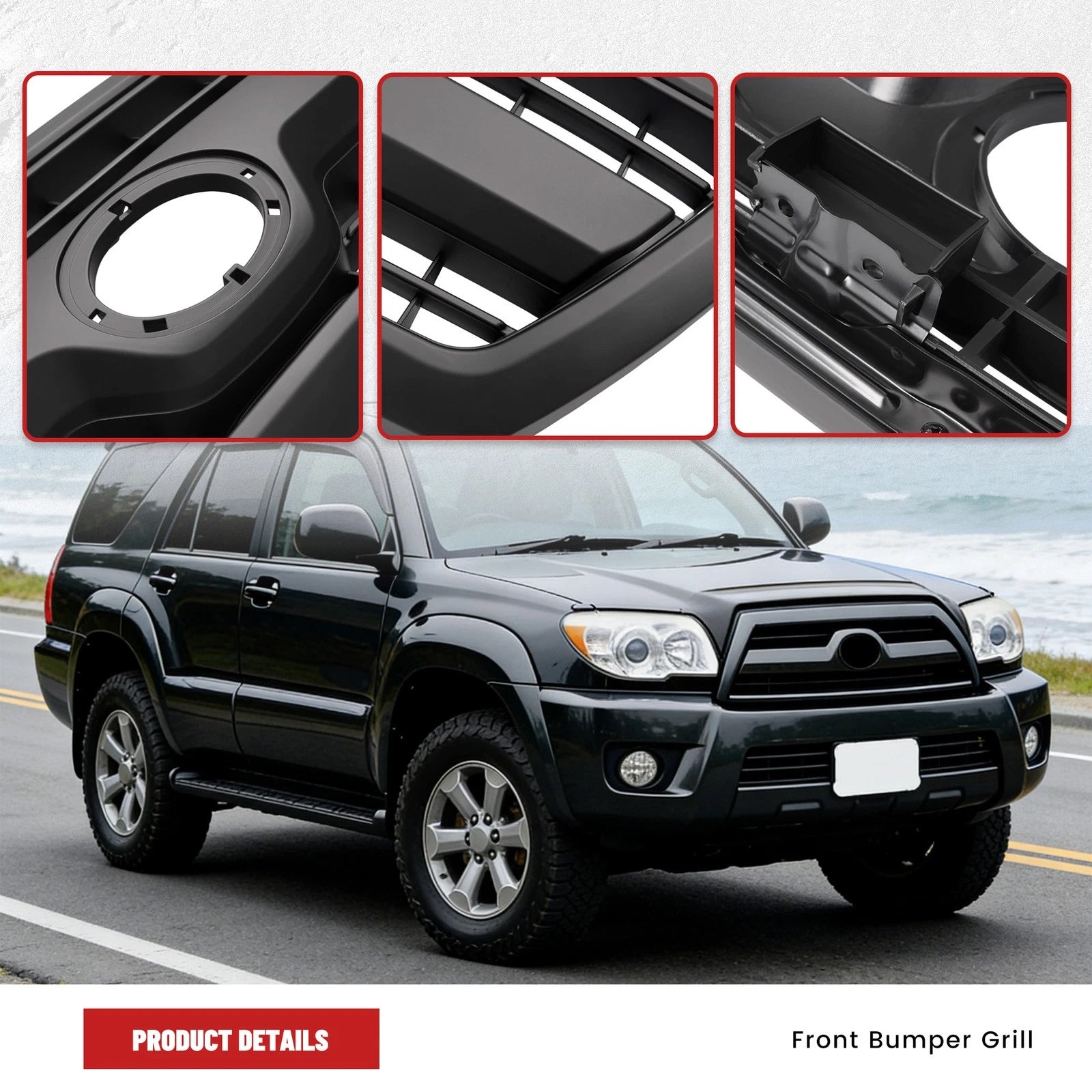 Front Bumper Upper Grille for Toyota 4Runner (2006-2009) Black