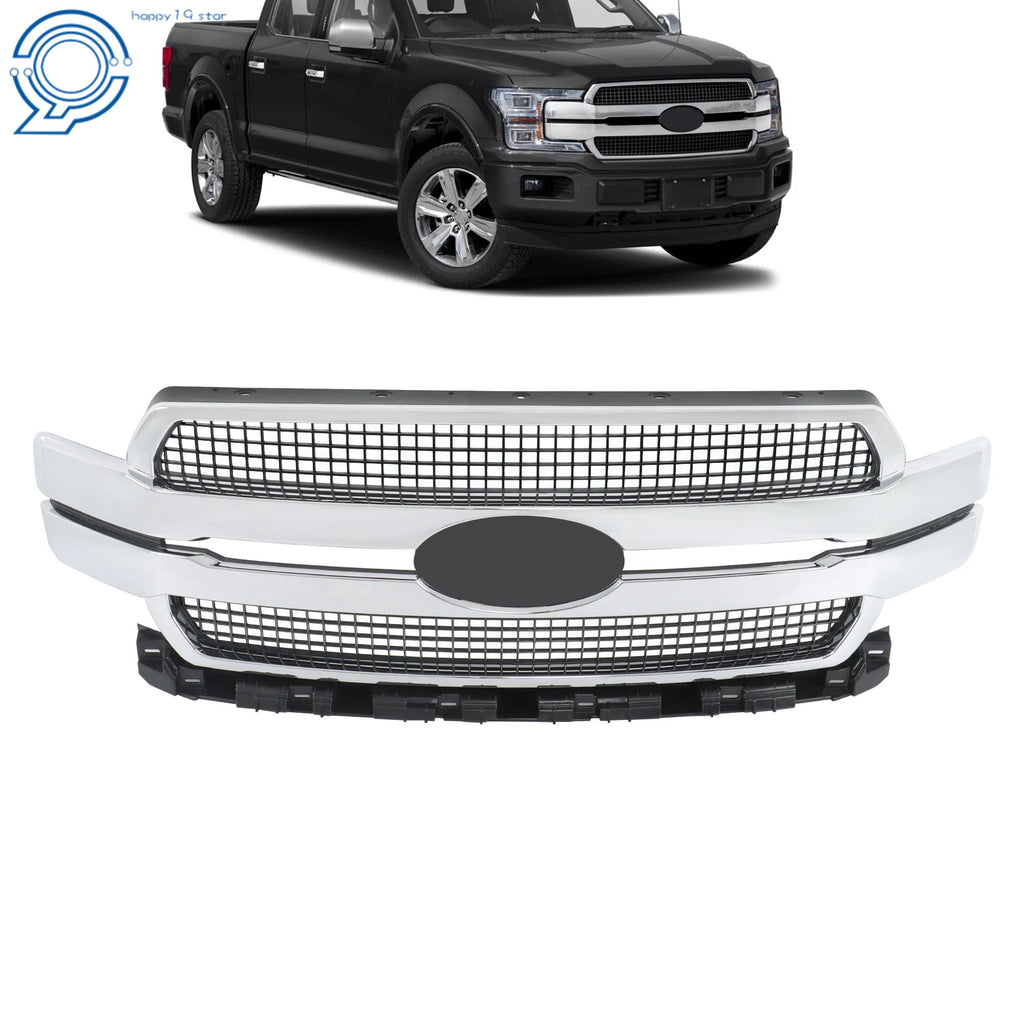 Chrome Front Bumper Upper Grille for Ford F-150 F150 (2018–2020)
