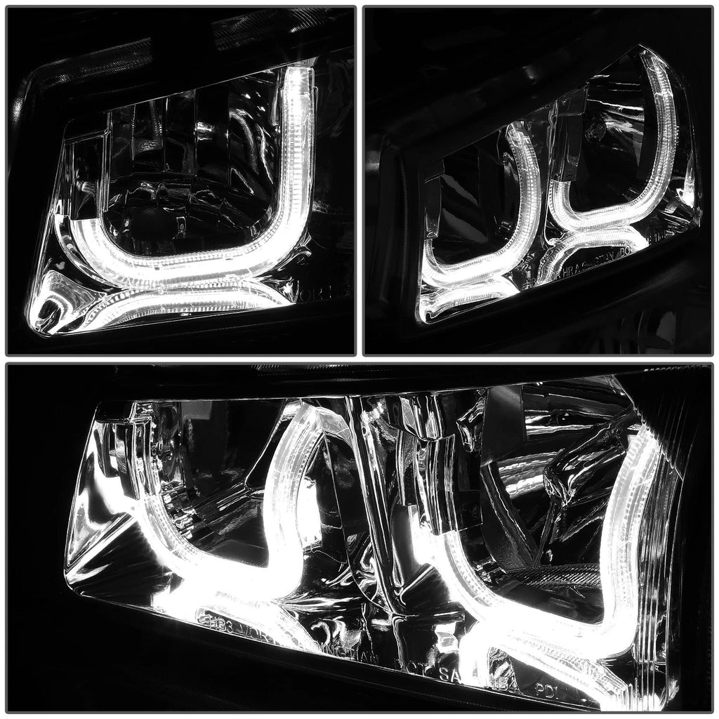 Smoked Amber J-Halo LED DRL Headlights for Chevy Silverado (2003–2007)