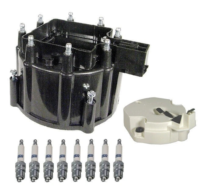 Distributor Rotor Cap & Rapidfire Spark Plugs Kit for Chevy K20 GMC V8 (1970–1980)