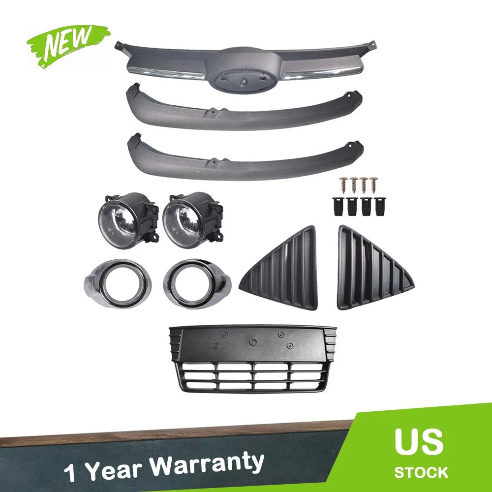 Fog Lights and Front Upper Grille for Ford Focus (2012–2014) Black