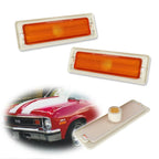 Pair Amber Front Bumper Side Marker Lights for Chevy Nova (1970–1974)