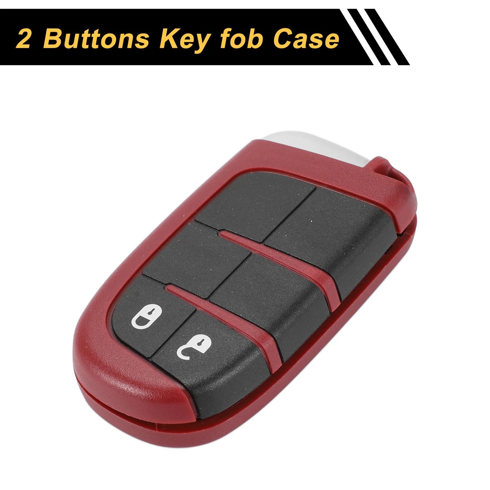2 Button Key Fob Shell Case for Dodge Charger (2016) Black Red