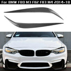 2x Carbon Fiber Headlight Eye Lid Styling for BMW M3 M4 (2014–2018)