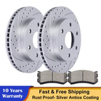 Front Drilled Rotors & Ceramic Brake Pads for Silverado Sierra 1500 Tahoe (2003–2005)