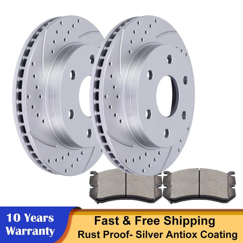 Front Drilled Rotors & Ceramic Brake Pads for Silverado Sierra 1500 Tahoe (2003–2005)