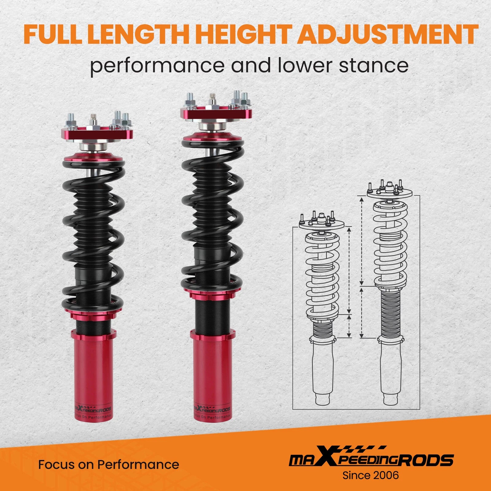 Adjustable Coilovers + Rear Control Arms for Ford Mustang (1994-2004)