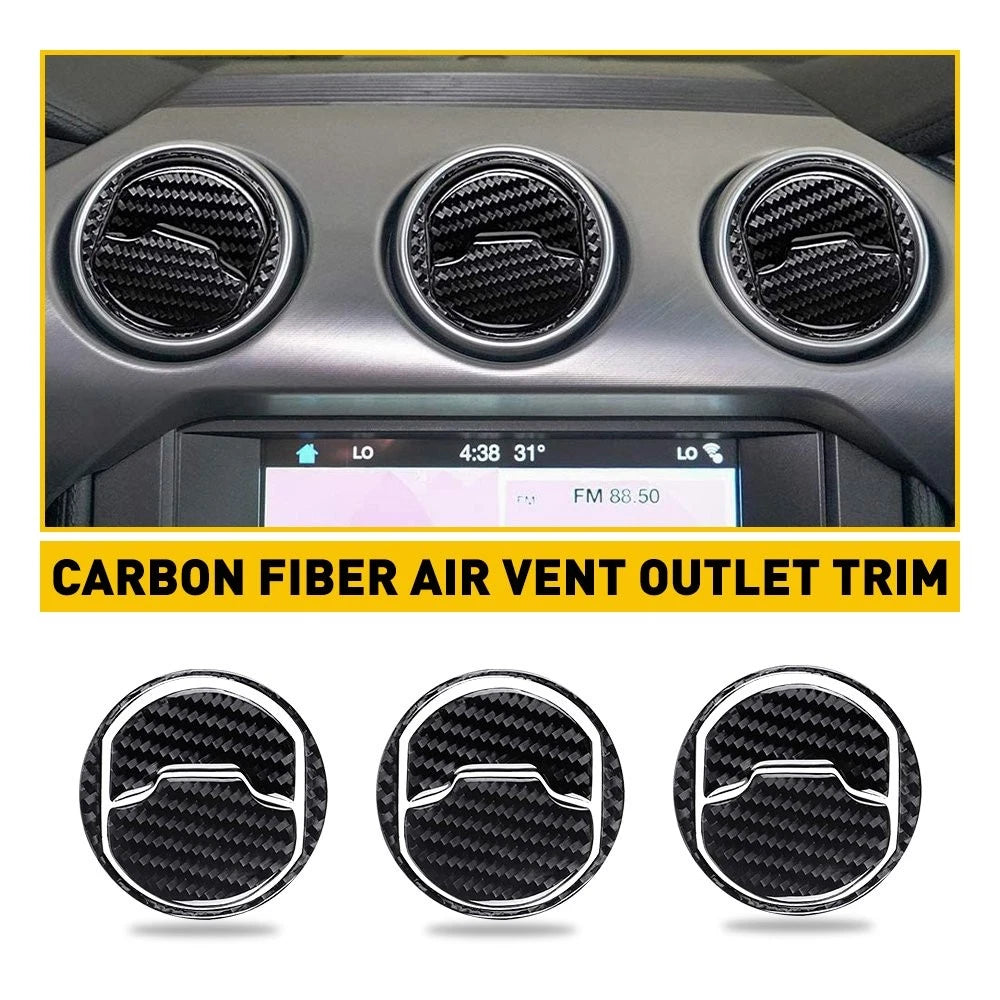Interior Air Vent Outlet Cover Trim for Ford Mustang (2015–2020) Carbon Fiber