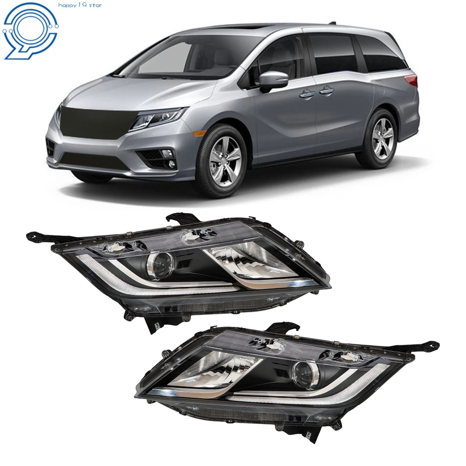 Set of 2 Halogen Headlights for Honda Odyssey (2018–2020)