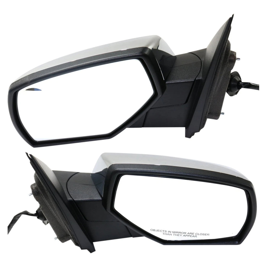 Mirror Set of 2 for Chevy Silverado 1500 (2014–2018) Chrome Heated Manual Fold