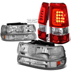 Chrome Crystal Headlight + Bumper + Red 3D LED Tail Light for Silverado (1999–2002)