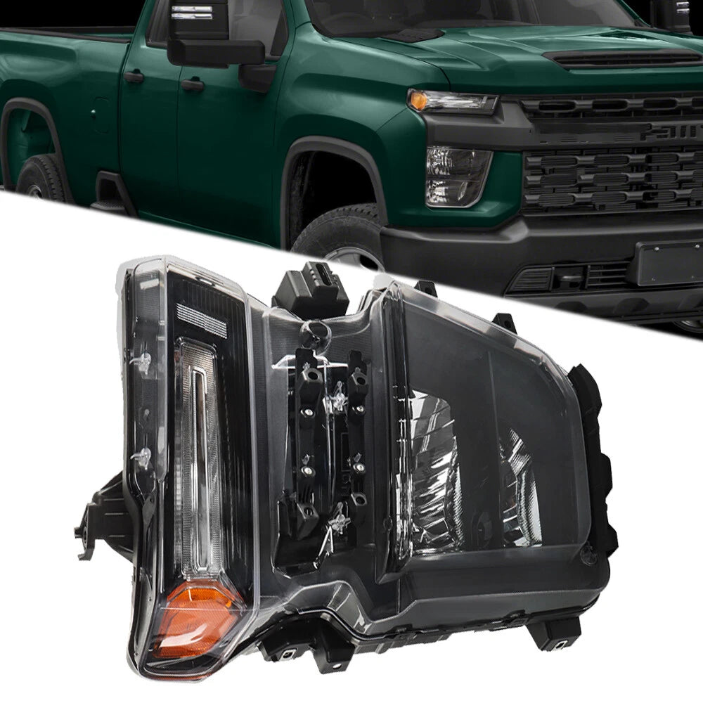 Passenger Headlight for Chevy Silverado 2500HD (2020â2023) Black Halogen