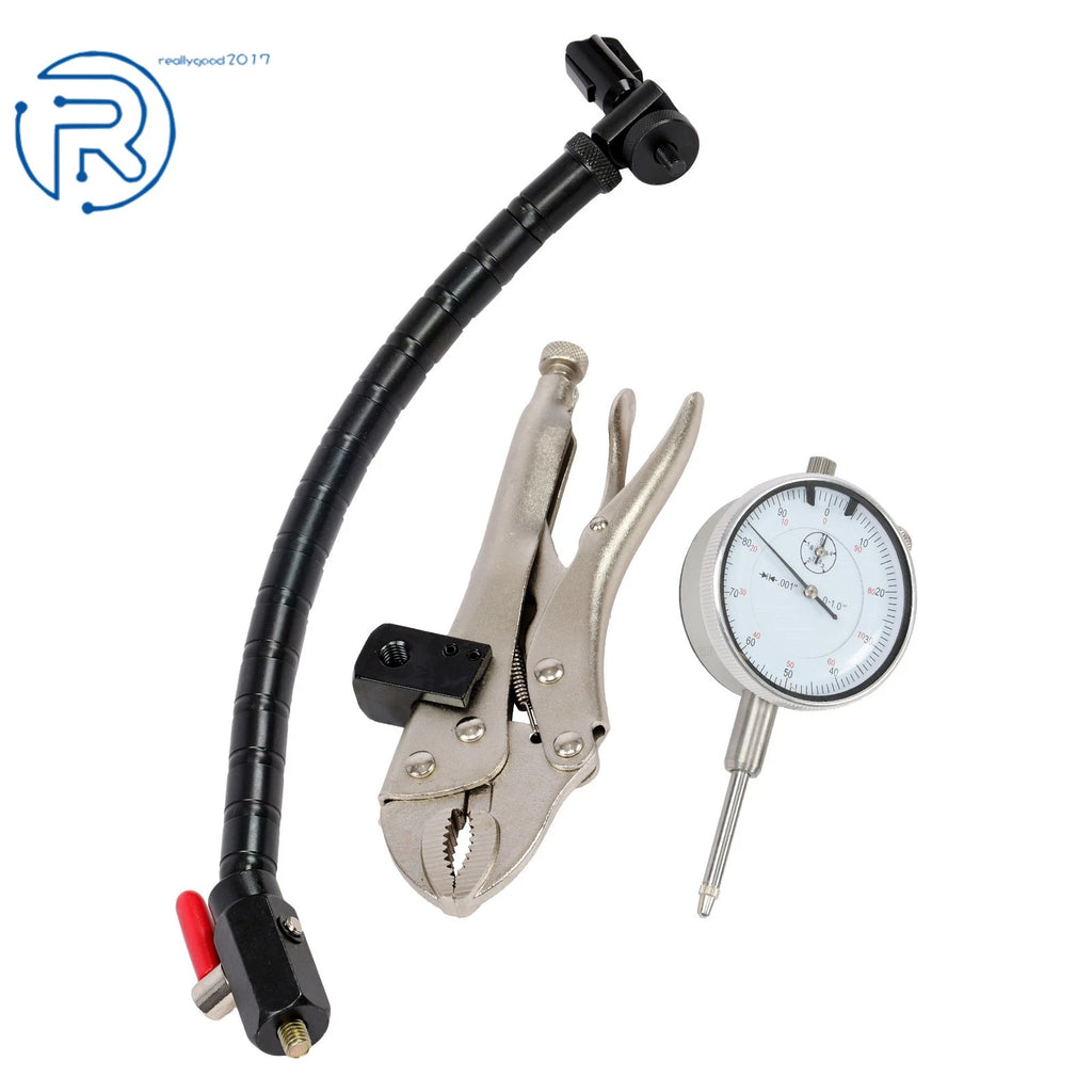 Dial Indicator 0-1 Inch with Flex Arm Grip Clamp for Automotive Use