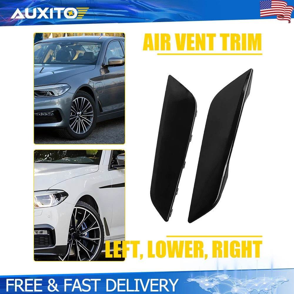 2X Black Side Fender Air Vent Trims for BMW 5 Series (2018–2023)