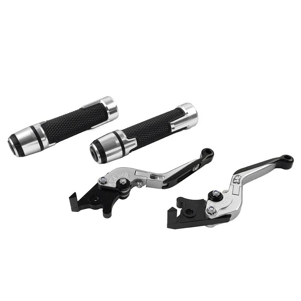Silver Extendable Brake Clutch Levers Grip Set for Kawasaki ZX10R (2016-2023)