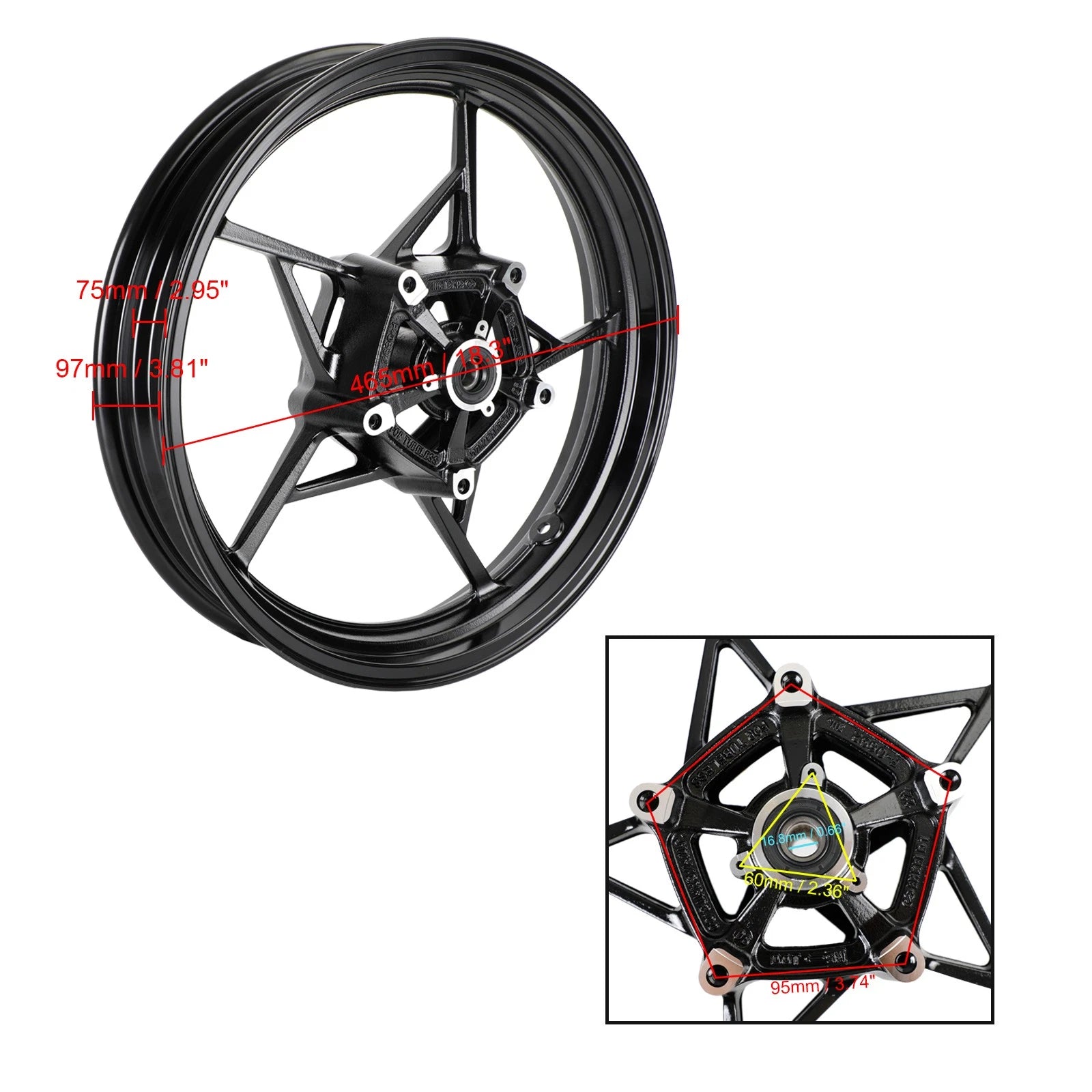 Glossy Black Front Wheel Rim for Kawasaki Z400 Ninja 400 (2018–2023)