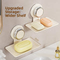 2X No Drill Suction Cup Soap Holder Wall Mounted Storage Shelf