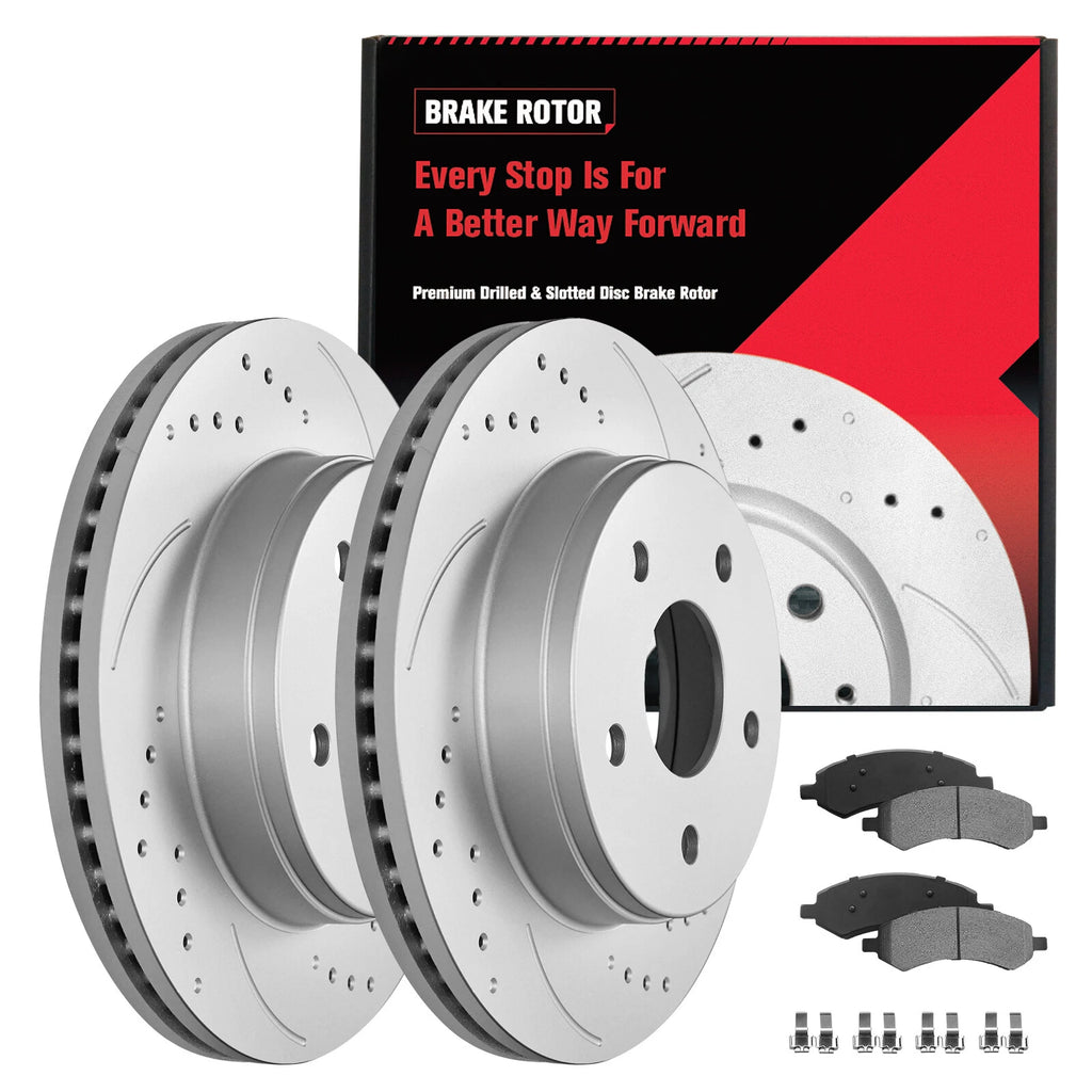 Front Drilled Brake Rotors & Ceramic Pads Kit for Dodge Ram 1500 (2002–2018)
