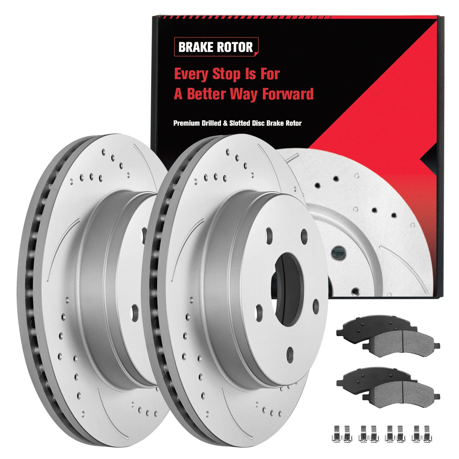 Front Drilled Brake Rotors & Ceramic Pads Kit for Dodge Ram 1500 (2002–2018)