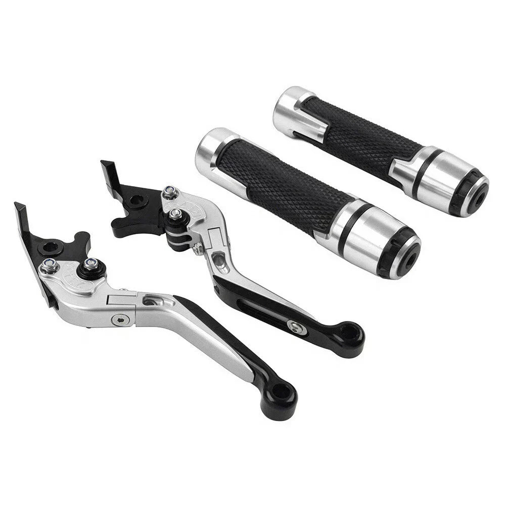 Silver Extendable Brake Clutch Levers Grips Set for Kawasaki ZX14R (2006-2023)