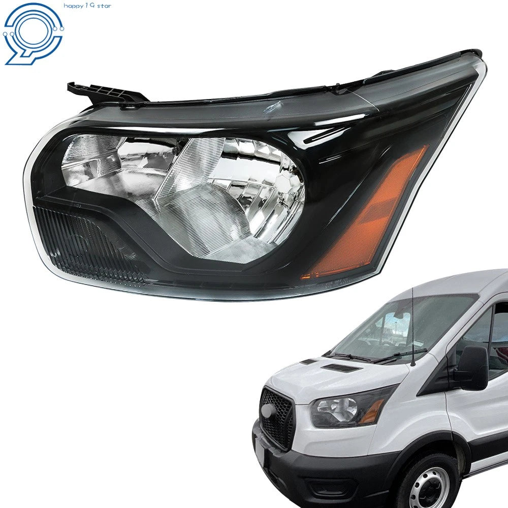 Halogen Black Headlight Assembly for Ford Transit (2015-2021) Left