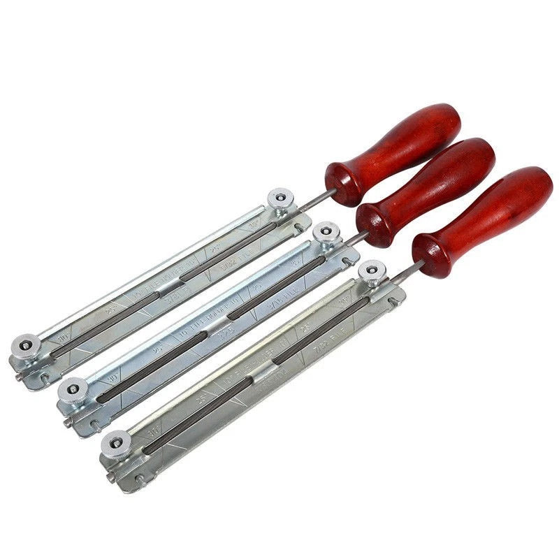 Chainsaw Saw Chain Filing Kit with Wooden Holder (40/48/55mm)