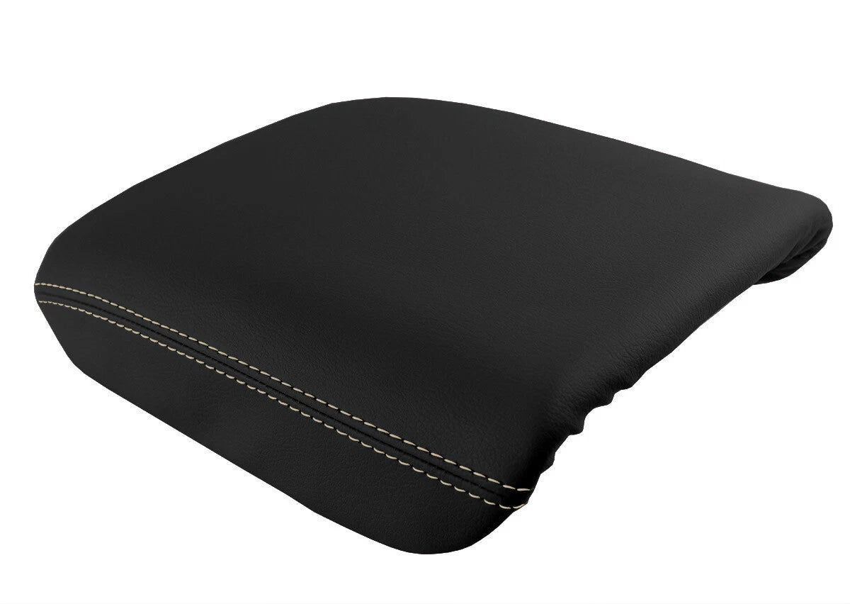 Leather Console Lid Armrest Cover for Honda Pilot (2003–2008) Beige Stitch