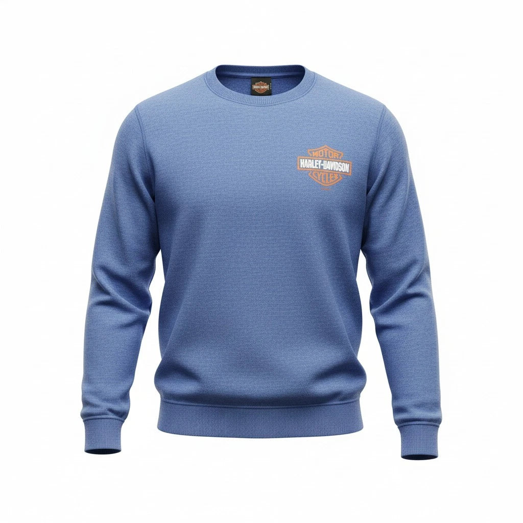 Men's Fleece Pullover Sweatshirt for Harley-Davidson (Light Blue)
