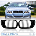 Pair Gloss Black Front Kidney Grille for BMW 3 Series E46 (2002–2004)