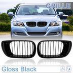 Pair Gloss Black Front Kidney Grille for BMW 3 Series E46 (2002–2004)