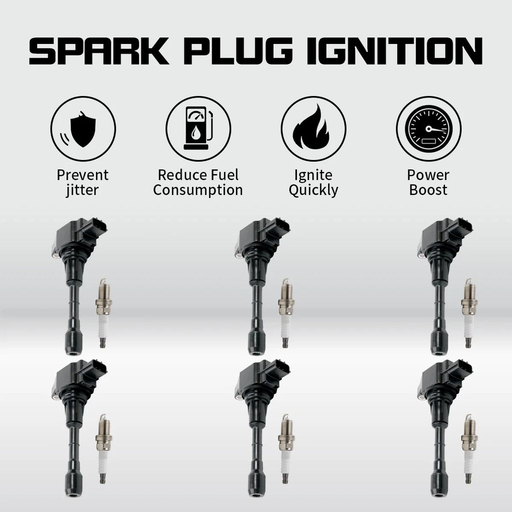 6X Ignition Coil & Iridium Spark Plug UF550 for Nissan Maxima Pathfinder (2004–2015)