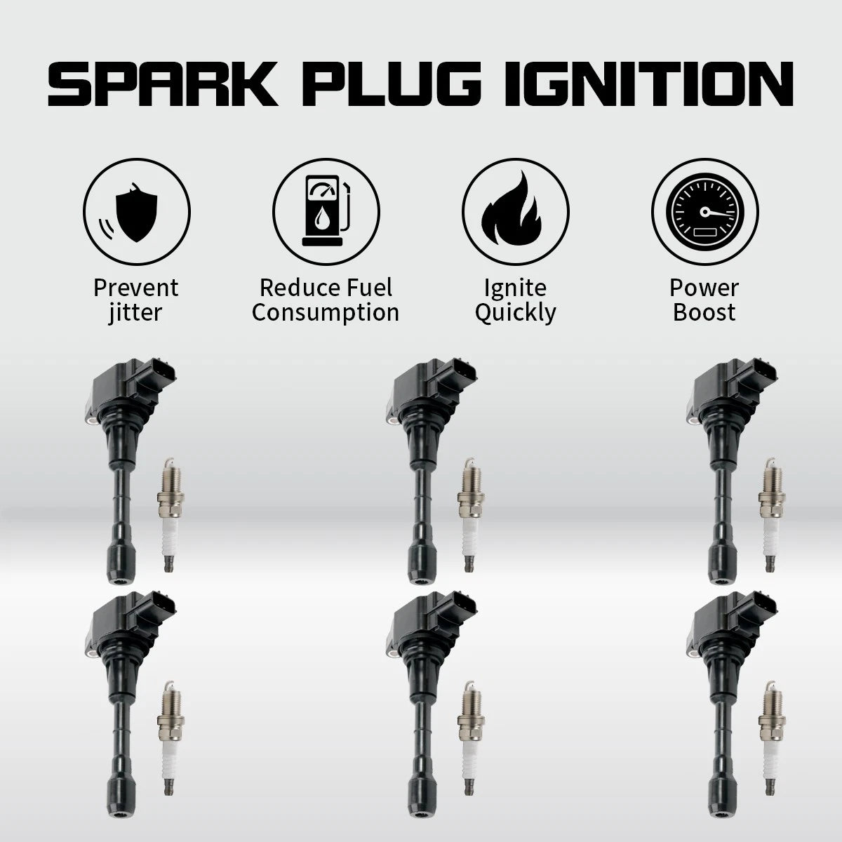 6X Ignition Coil & Iridium Spark Plug UF550 for Nissan Maxima Pathfinder (2004–2015)