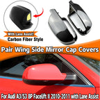 Carbon Look Mirror Cover Cap for Audi A4/S4 (2010–2015) w/ Lane Assist