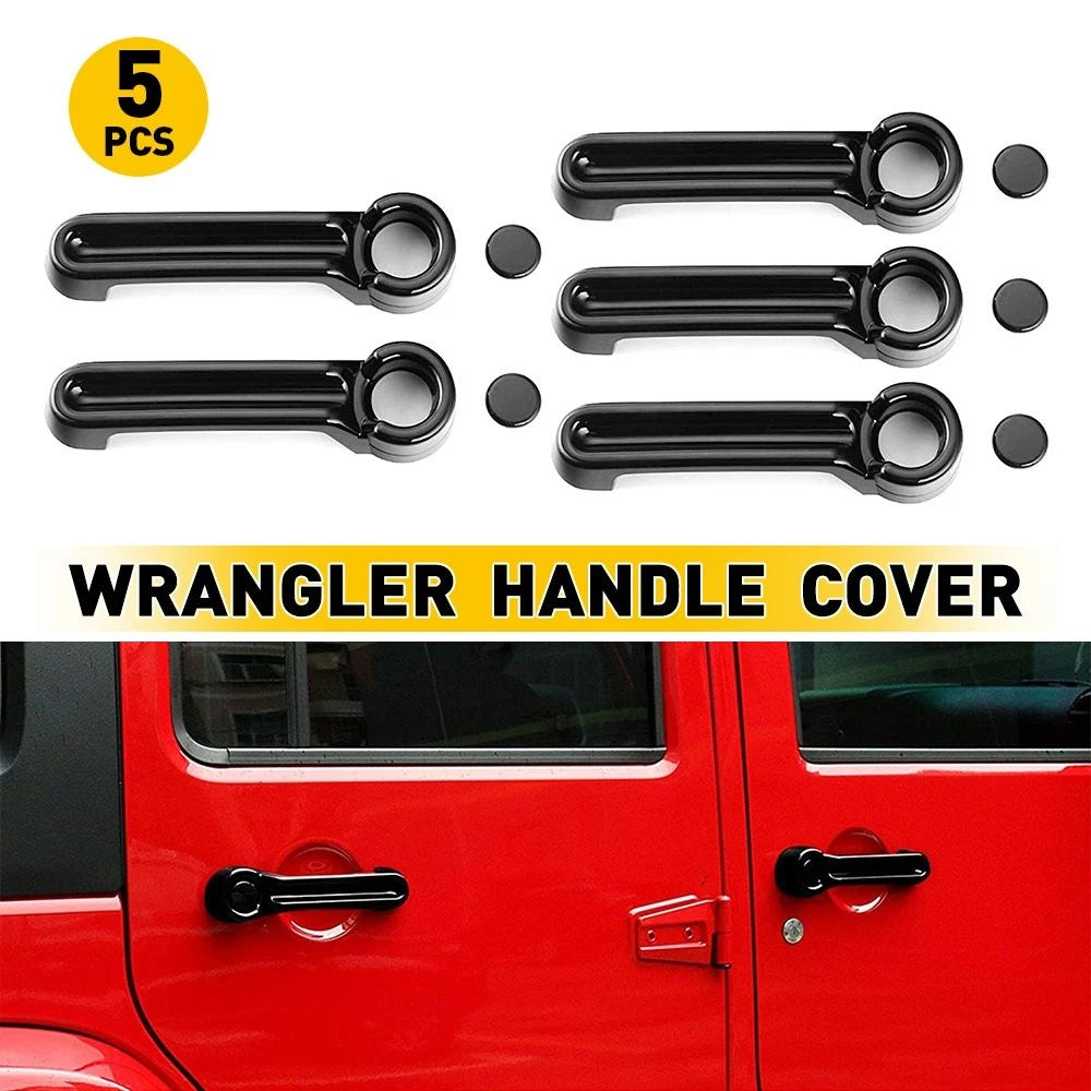 Set of 4 Black Door Handle Grab Trim Covers for Jeep Wrangler JK (2007–2017)